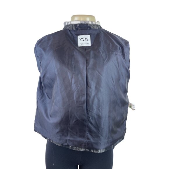 Zara Women's Black & White Plaid Button-Up Jacket With Pockets Sz S - Picture 4 of 8